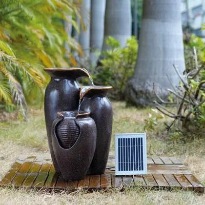 Solar water feature - 3 jug cascade